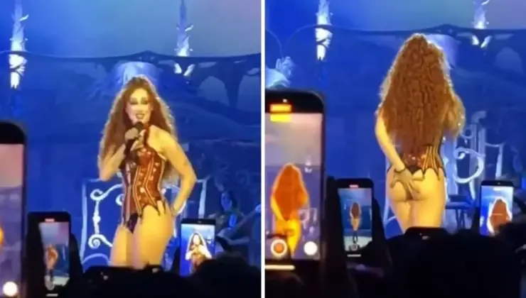 Tanga giydiğini unutan şarkıcı, dev ekranda yansıyınca büyük şaşkınlık yaşadı