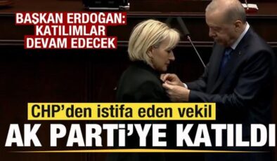 CHP’den istifa eden Nimet Özdemir AK Parti’ye katıldı! Rozetini Erdoğan taktı